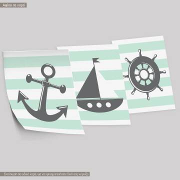 Kids canvas print nautical theme,3 panels 2
