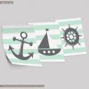 Kids canvas print nautical theme,3 panels