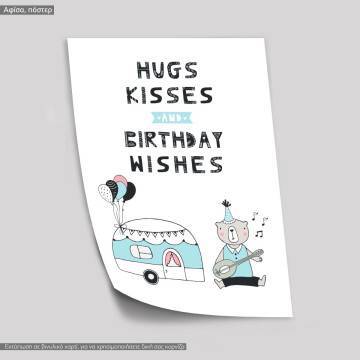 Hugs kisses and birthday wishes, κάδρο, μαύρη κορνίζα 2