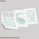  Dream Big Little One, ελεφαντάκι στο φεγγάρι, αφίσα, πόστερ, τρίπτυχο 2