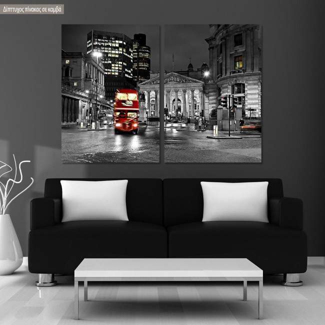 Canvas print London bus, two panels