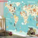 Ταπετσαρία τοίχου Χάρτης με ζωάκια κάθε ηπείρου, Ελληνικά