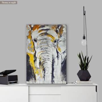 Πίνακας σε καμβά Elephant in yellow