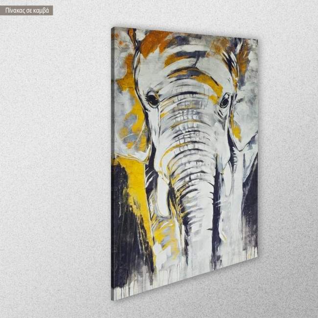 Πίνακας σε καμβά Elephant in yellow, κοντινό