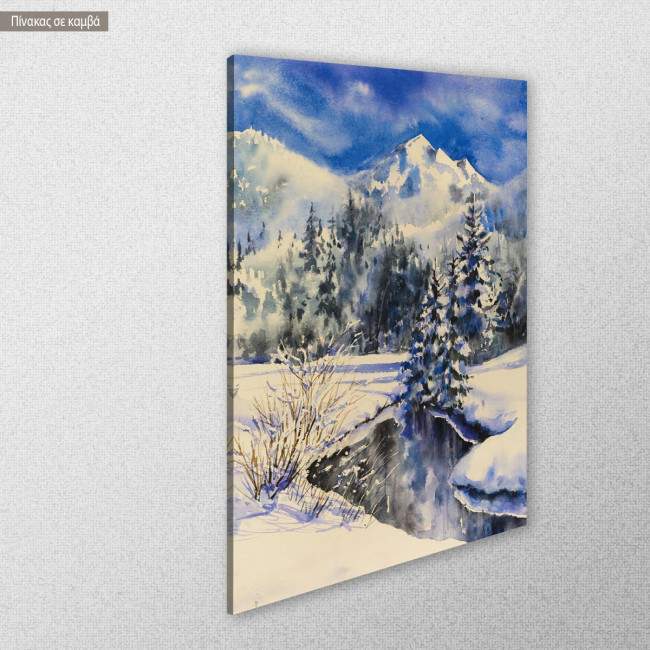 Canvas printRiver and snowy mountains