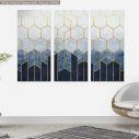 Πίνακας σε καμβά Geometric hexagons  blue, τρίπτυχος