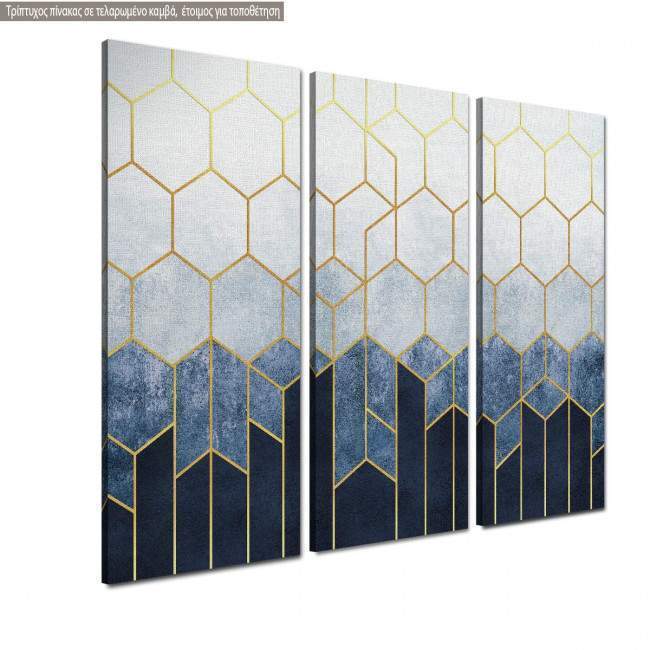 Canvas print Geometric hexagonsblue,3 panels