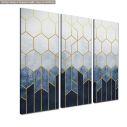 Canvas print Geometric hexagonsblue,3 panels