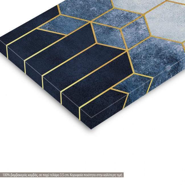 Canvas print Geometric hexagonsblue,3 panels