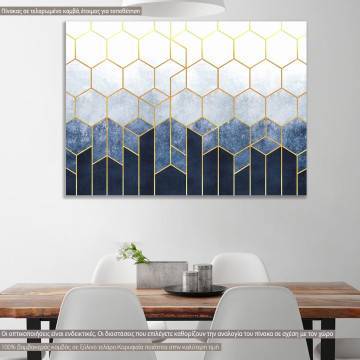 Πίνακας σε καμβά Geometric hexagons  blue