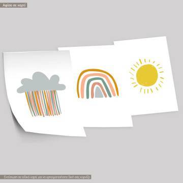 Rainbow clouds sun, Poster, Boho style 2