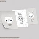 Kids canvas print Newborn Animals, 3 panels