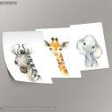 Little Africa, Zebra, giraffe, elefant poster, 3 panels
