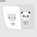Kids canvas print Newborn Bear and Panda, diptych