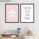 Kids canvas print To the stars and back for girls, diptych