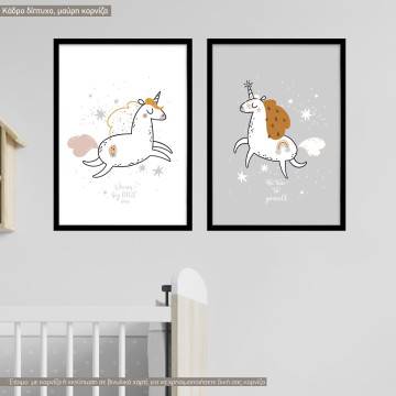 Kids canvas print Unicorns with wishes III, diptych