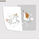 Kids canvas print Unicorns with wishes III, diptych