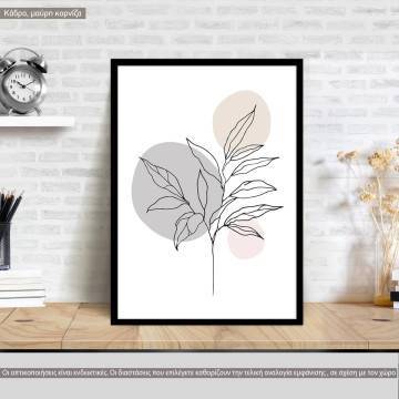 Leaves with circles, κάδρο, μαύρη κορνίζα