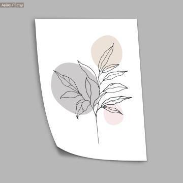 Leaves with circles, κάδρο, μαύρη κορνίζα 2