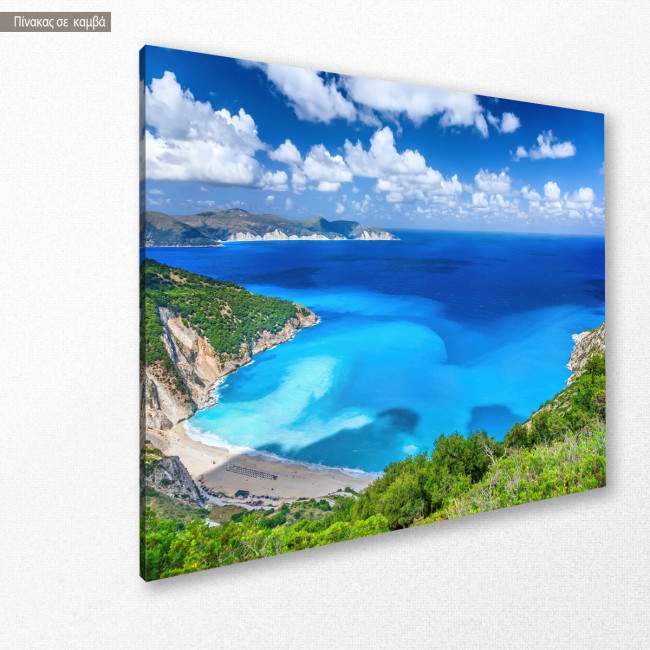 Canvas print Aerial view of Myrtos beach, Kefalonia