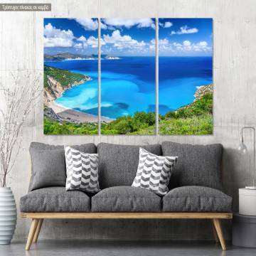 Canvas printAerial view of Myrtos beach, Kefalonia,3 panels