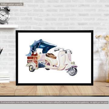 Retro Vespa III, κάδρο, μαύρη κορνίζα