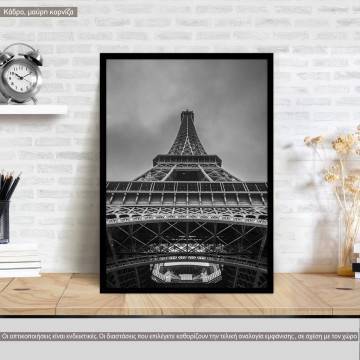 Eiffel tower grayscale, κάδρο, μαύρη κορνίζα