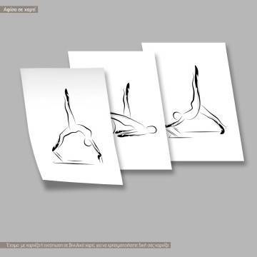 Pilates abstract poses III, κάδρο, μαύρη κορνίζα τρίπτυχο 2