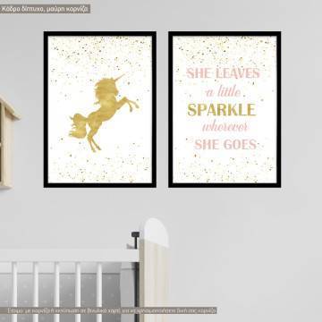 Kids canvas print Unicorn a little sparkle, diptych