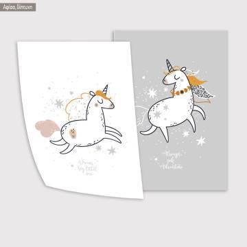 Kids canvas print Unicorns with wishes I, diptych 2