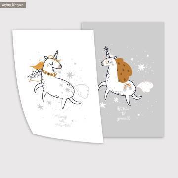 Kids canvas print Unicorns with wishes II, diptych 2