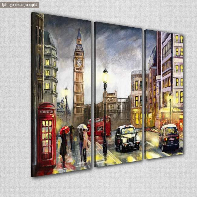 Canvas print Vintage street view of London,3 panels