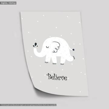 Ελεφαντάκι Believe, κάδρο, μαύρη κορνίζα 2