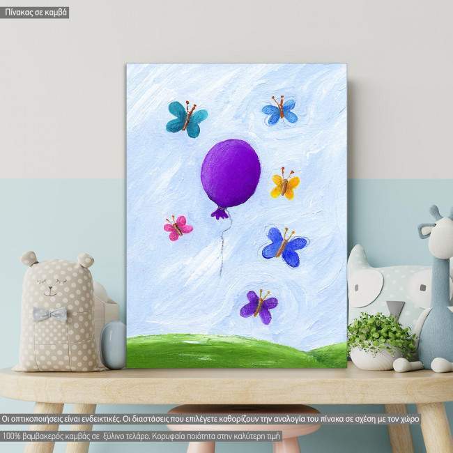 Kids canvas print Balloon and butterflies