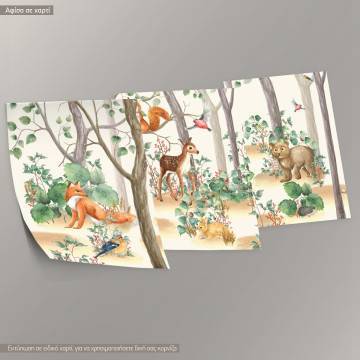 Kids canvas Woodland stories,3 panels 2