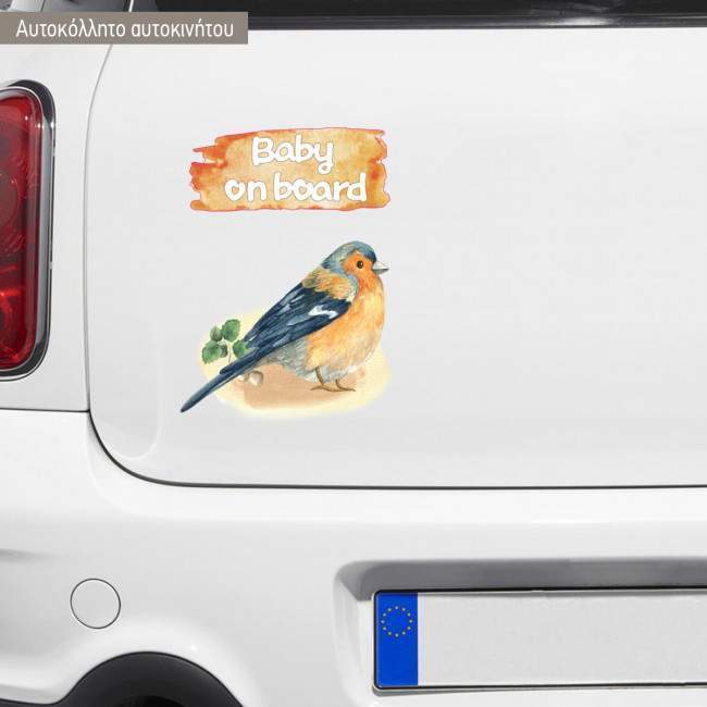 Baby car sticker Bird watecolor