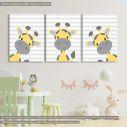 Πίνακας παιδικός σε καμβάCute giraffes set, τρίπτυχος, καμβάς τελαρωμένος