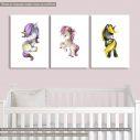 Kids canvas print Unicorn 3 panels