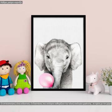 Pink Bubble baby elephant, poster