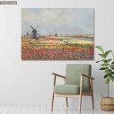 Πίνακας ζωγραφικής Tulip fields with windmills, Monet C, αντίγραφο σε καμβά
