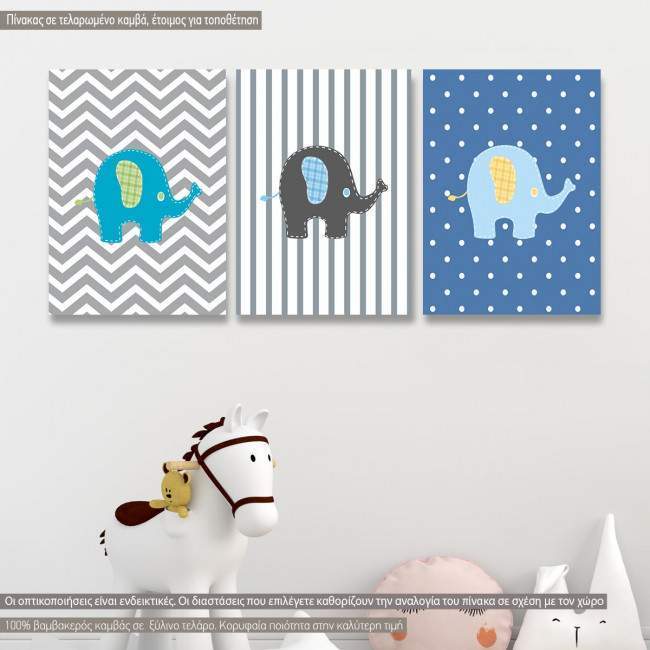 Kids canvas print Elephants,3 panels