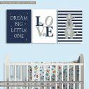 Kids canvas print Dream Big, Elephant,3 panels