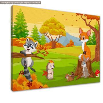 Kids canvas print forest animals autumn 2