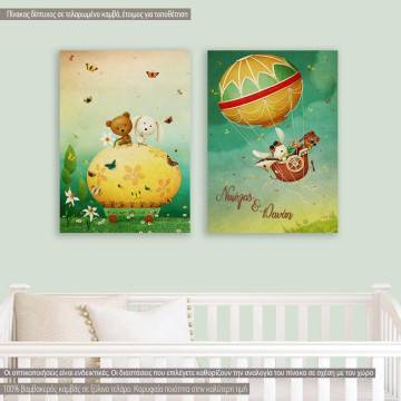 Kids canvas printFairytale rides diptych