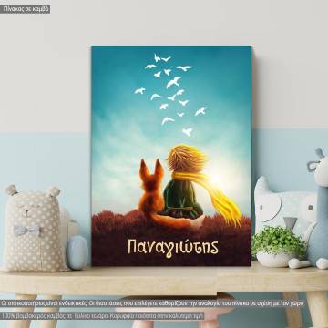 Kids canvas print Little prince and fox vertical