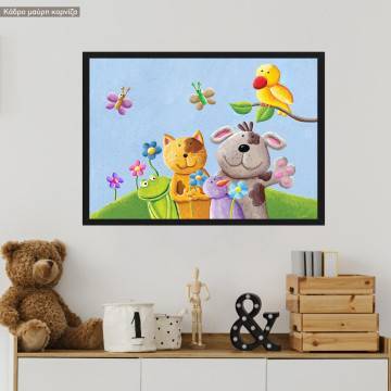 Happy animals watercolor, poster
