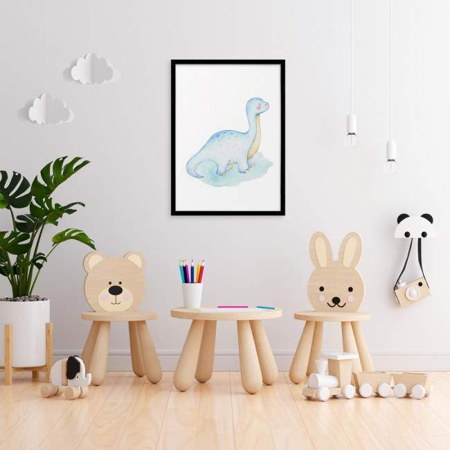 Baby diplodocus watercolor, αφίσα, πόστερ, διαθέσιμη και σε πίνακα σε καμβά, κάδρο μαύρη κορνίζα, λευκή κορνίζα, ξύλινη κορνίζα
