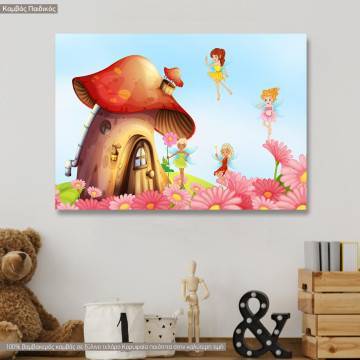 Πίνακας παιδικός σε καμβά, House with fairies II
