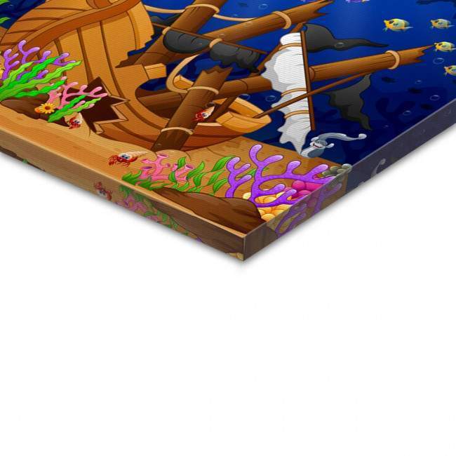 Πίνακας παιδικός σε καμβά, Sea bottom journey I, λεπτομέρεια