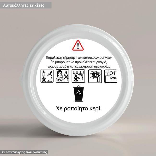Self adhesive stickers candle safety
